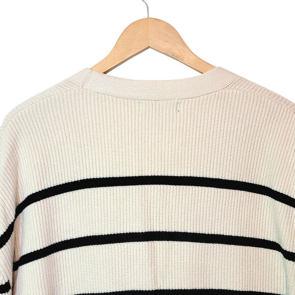 Lillusory Black & Cream Stripe Cardigan Sweater Button Down Relaxed Loose Fit S - Picture 9 of 14